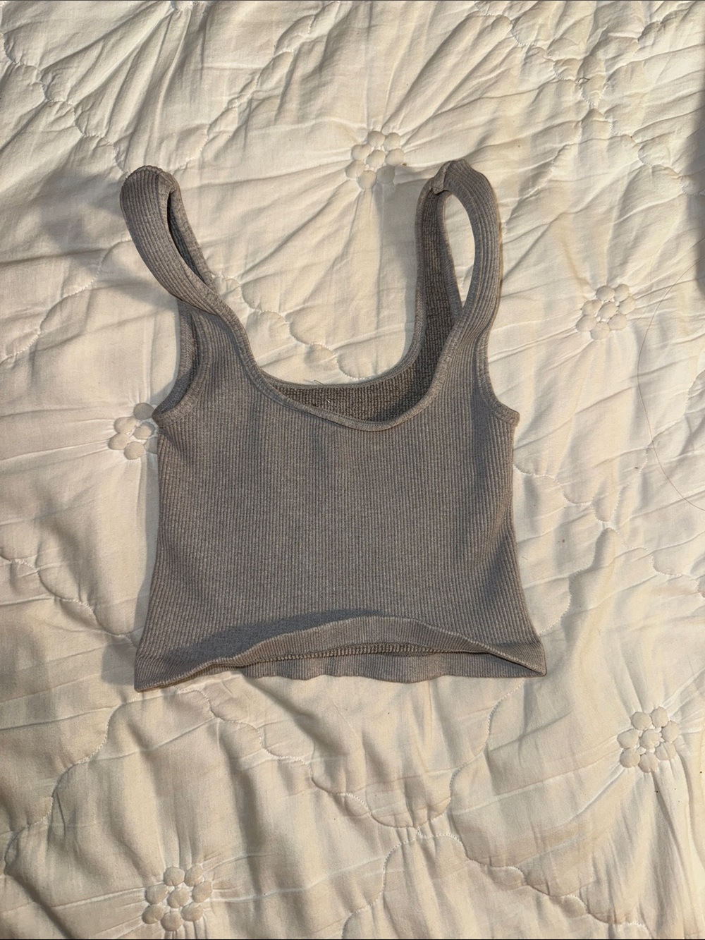 Grey Ribbed Free People Movement Tank